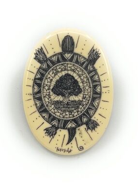Turtle Tree of Life Pin Brooch Necklace Kim McClelland Scrimshaw Resin NEW